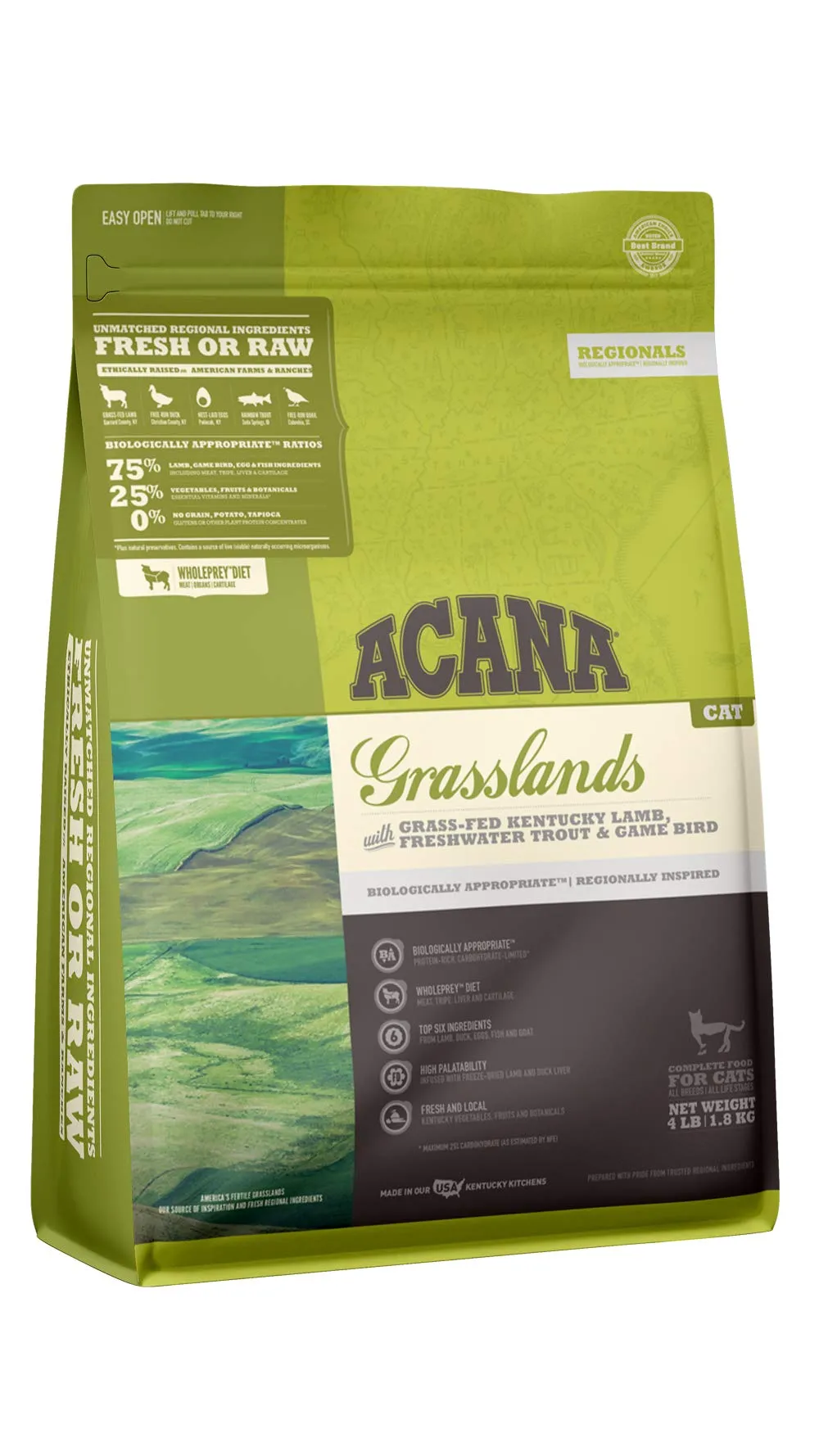 ACANA Regionals Dry Cat Food Grasslands, 4 lb Grain-Free High-Protein Nutrient-Dense Formula