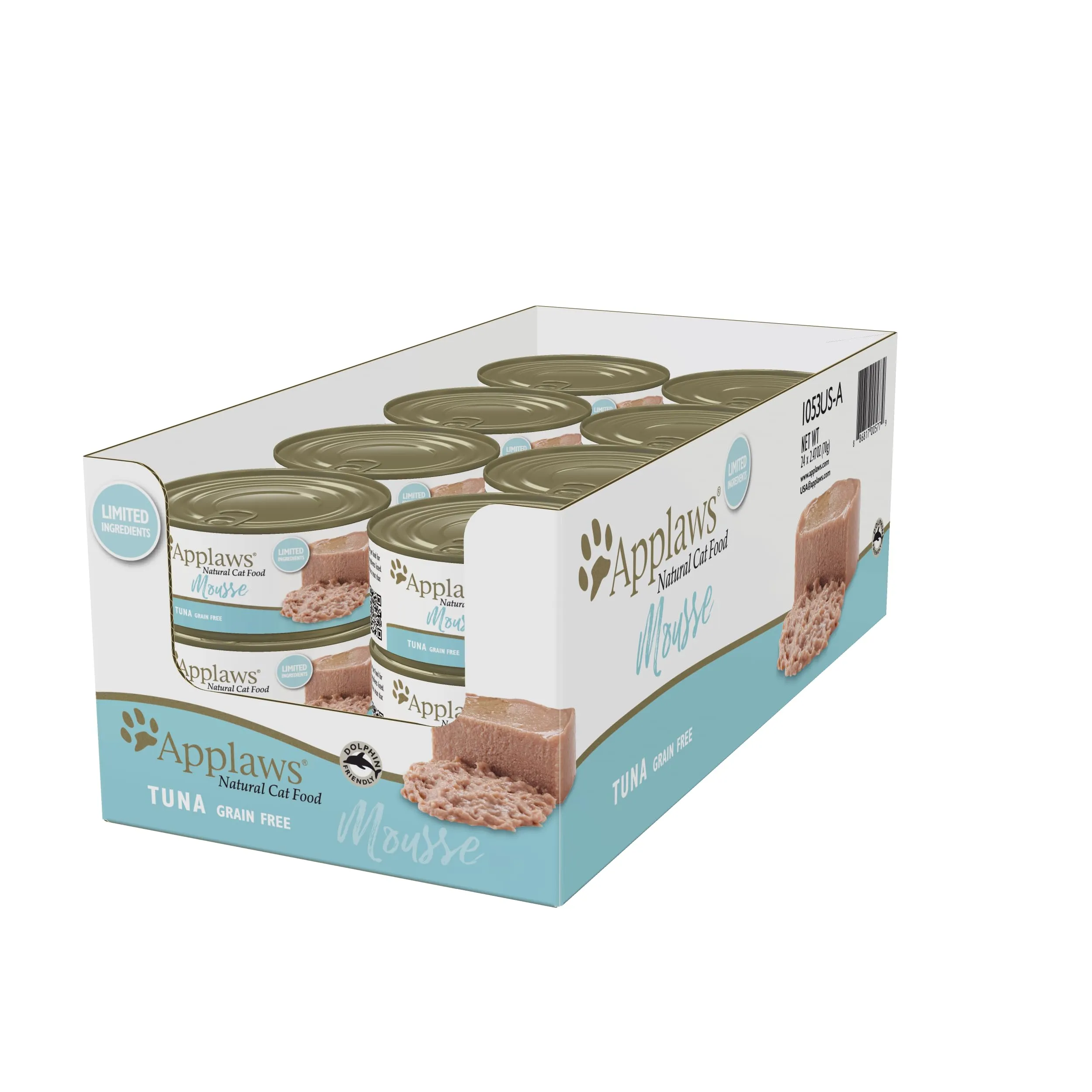 Applaws Wet Cat Food 24 Count Tuna Mousse, Limited Ingredient, Natural Protein-Rich Treats