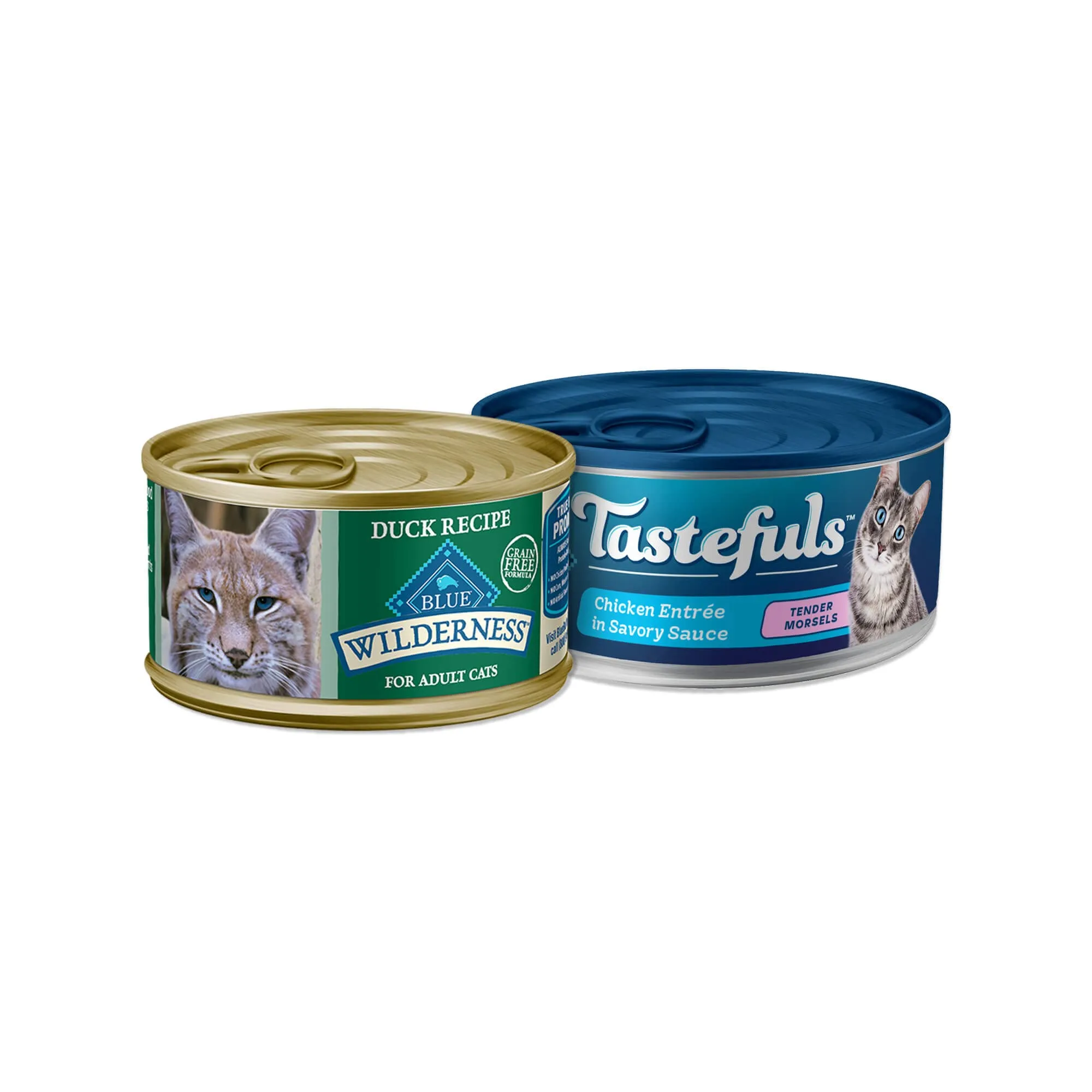 Blue Buffalo Tastefuls & Wilderness Cat Wet Food Variety Bundle, Chicken & Duck, 48 Pack