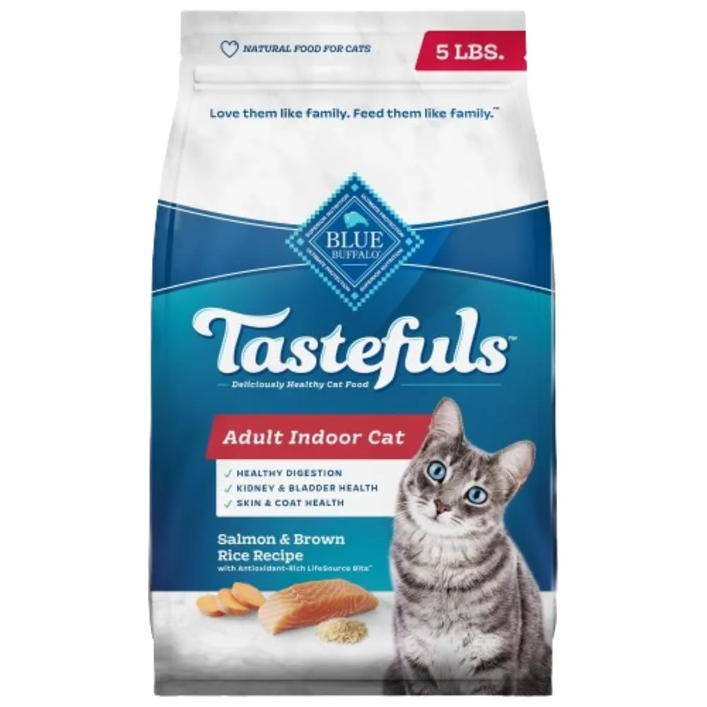 Blue Buffalo Tastefuls Natural Dry Cat Food, Salmon & Brown Rice, 5-lb Resealable Bag