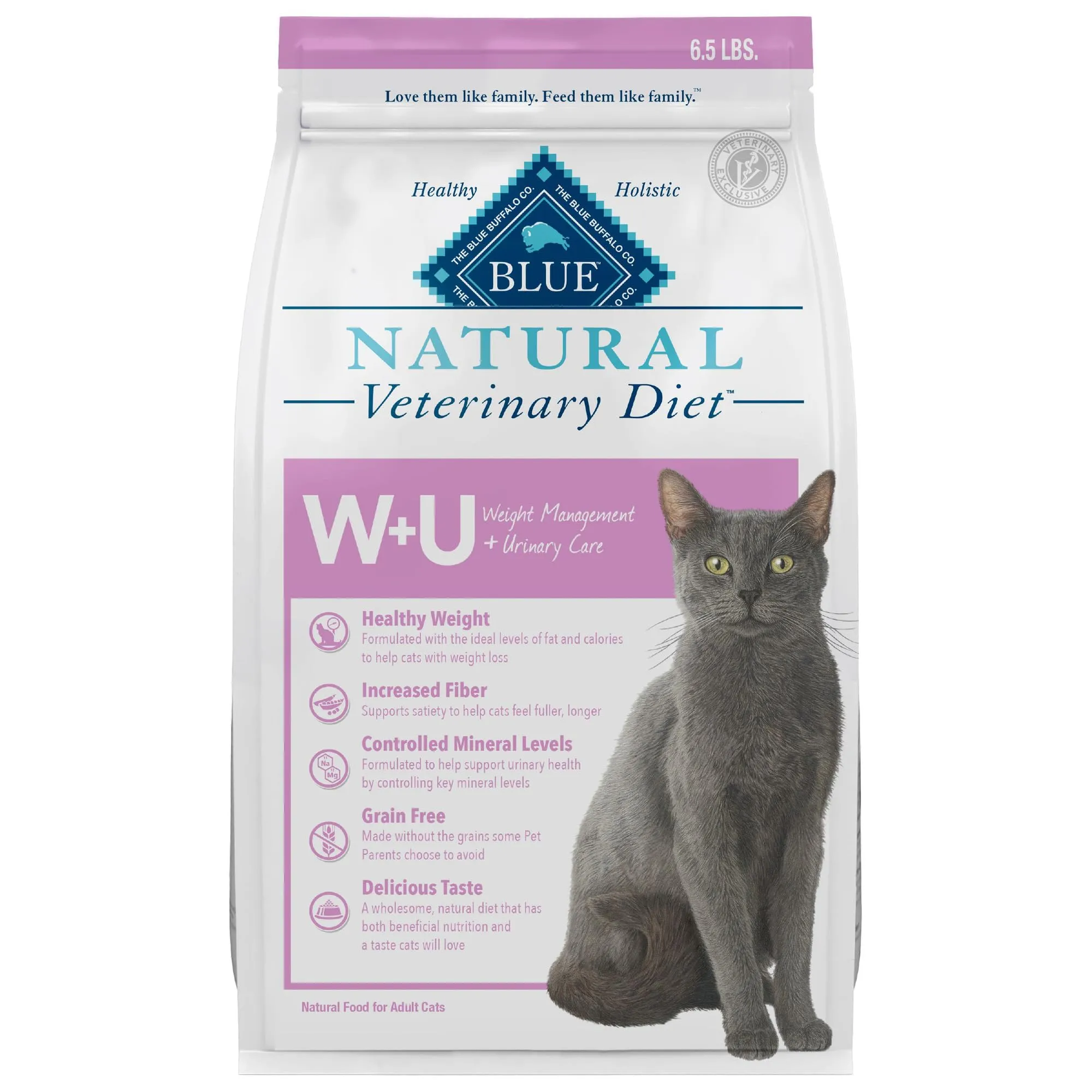 Blue Buffalo W+U Weight Management & Urinary Care Dry Cat Food, Chicken, 6.5-lb Bag