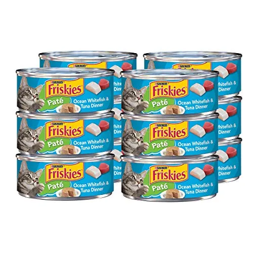 Friskies Purina Pate Wet Cat Food, Ocean Whitefish Tuna, 12-Count, 5.5 OZ Cans