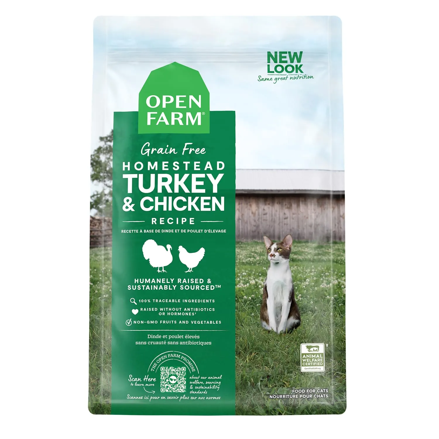 Open Farm Turkey & Chicken Grain-Free Dry Cat Food, Wild-Caught Fish Recipe, 4 lbs